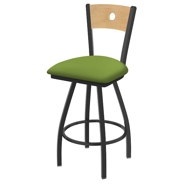 36" Swivel Counter Stool, Bronze Finish, Nat Back, Canter Kiwi Green Seat